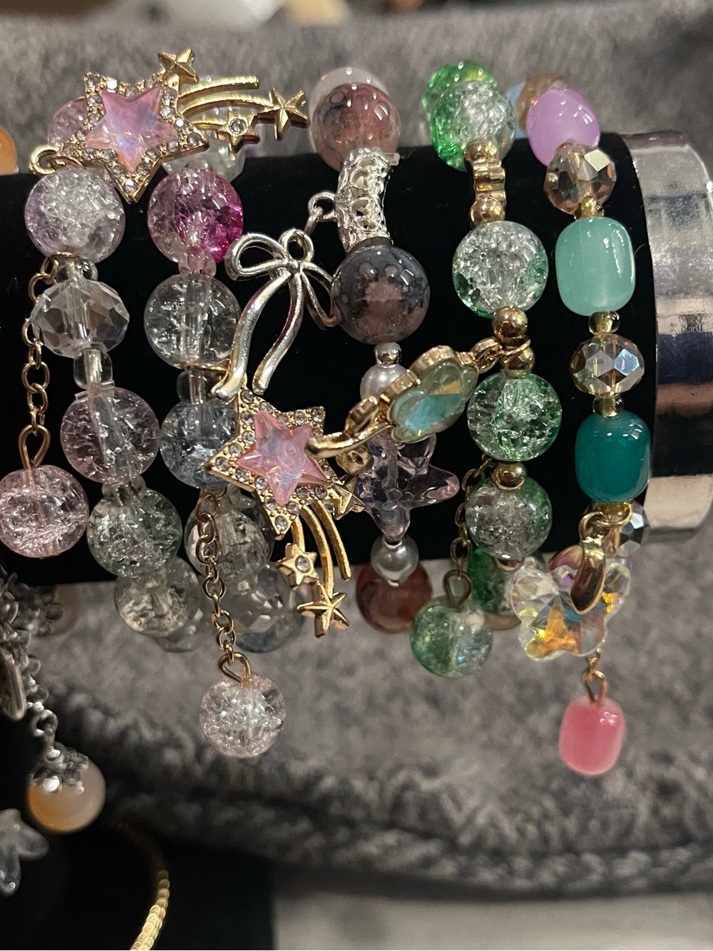 Choice of 3 Elegant Glass Beaded Charm Bracelets - Picture 4 of 5